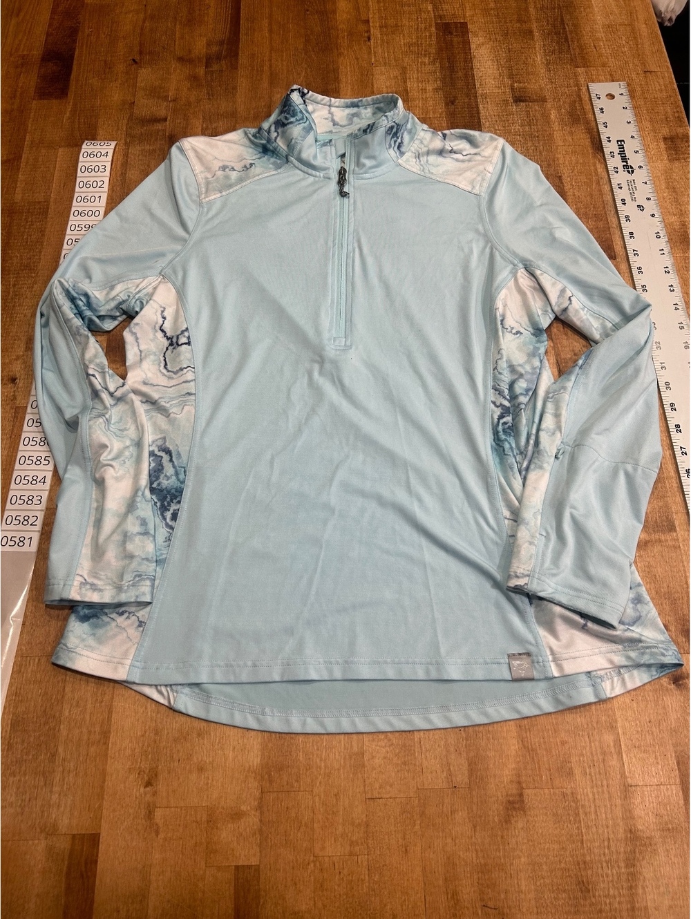 LIV Women's XL Light Blue and Marble Quarter Zip Athletic Pullover